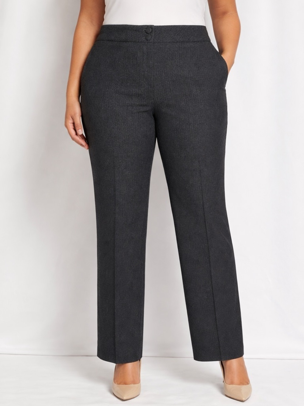 Talbots Heritage Petites Gray Pinstripe Dress Pants Straight Leg Career (1282)